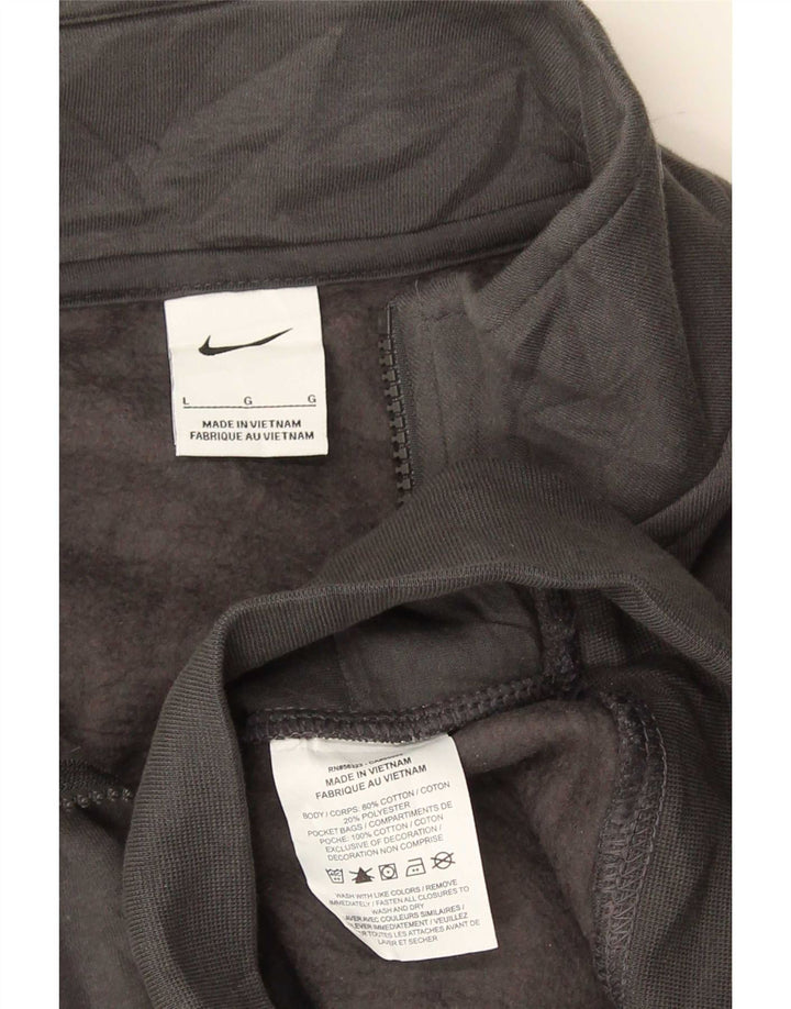 Suéter Nike masculino com zíper e gola grande de algodão cinza