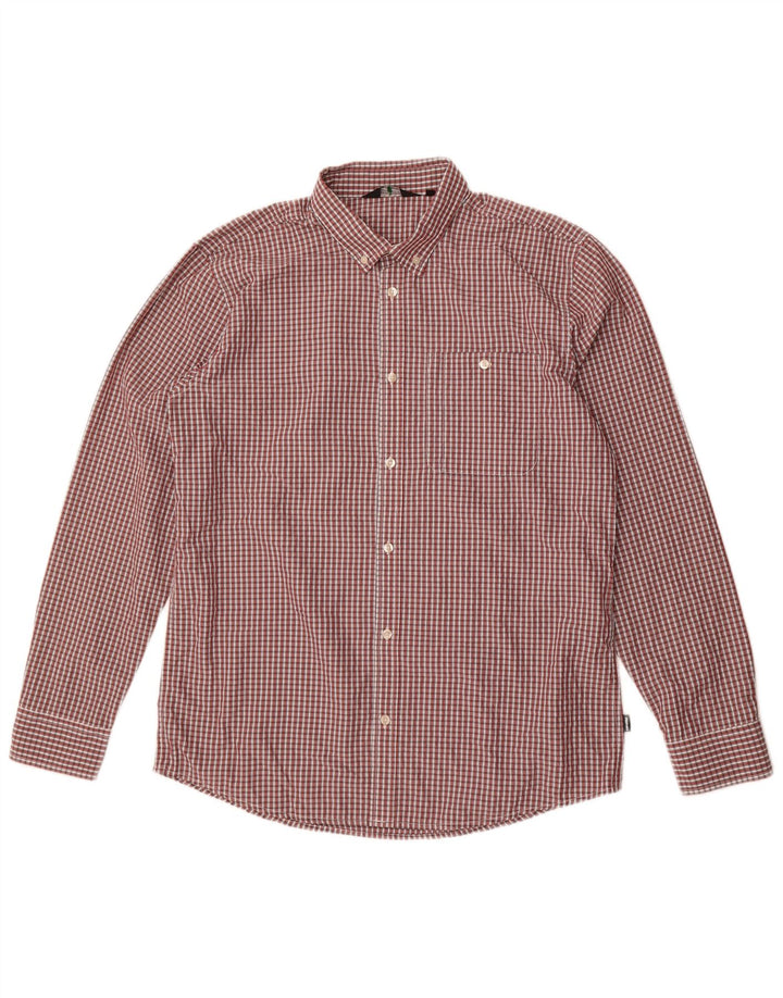 Camisa masculina Rohan grande poliéster xadrez vermelho