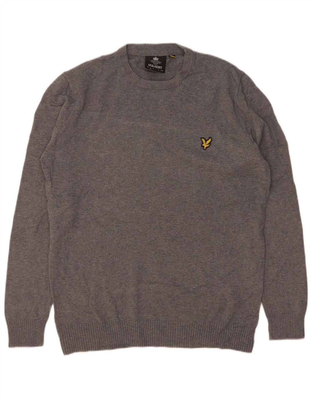 Suéter masculino Lyle & Scott com gola redonda e algodão manchado cinza pequeno