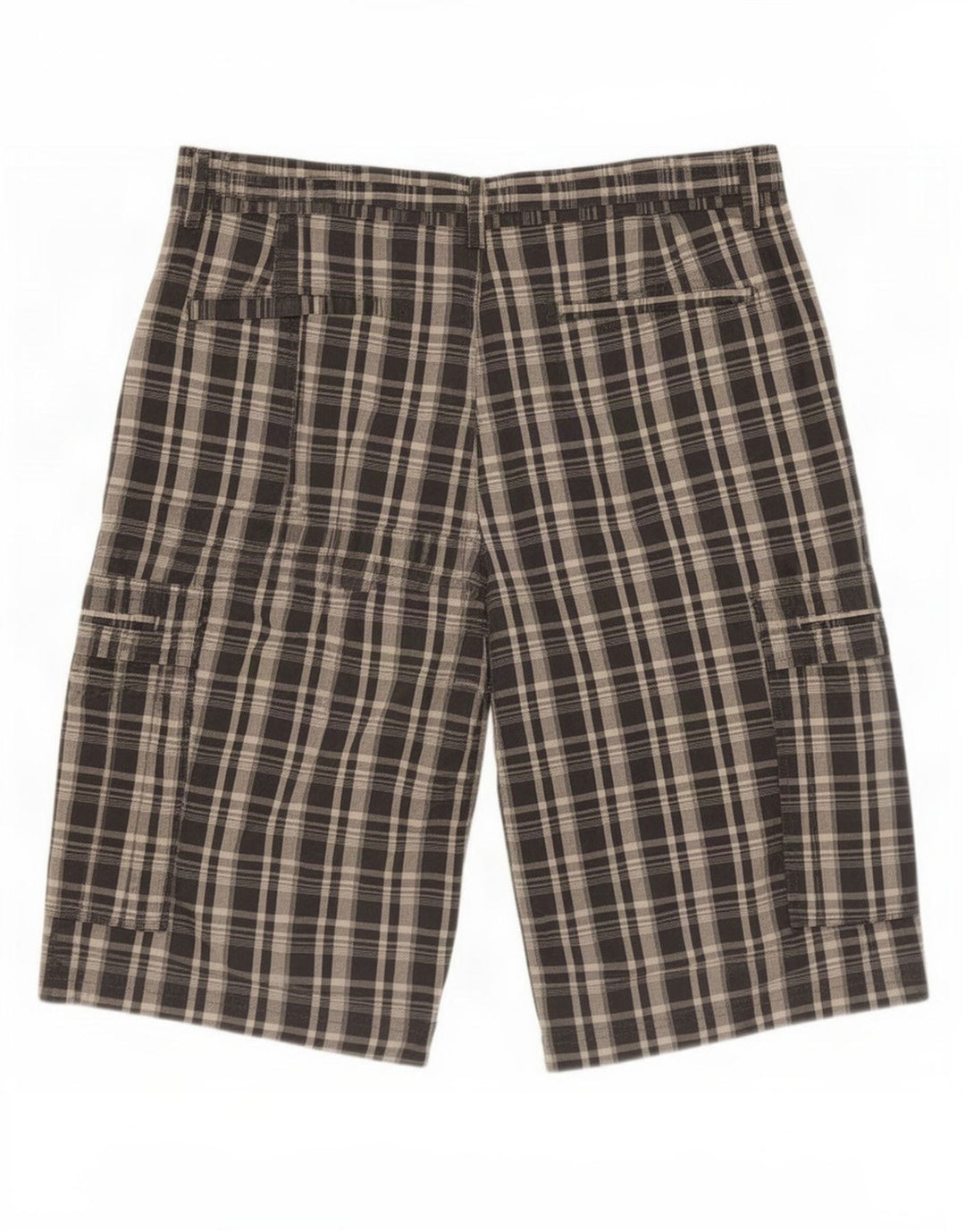 Shorts masculinos Marks & Spencer Autograph Cargo médio W32 cinza xadrez algodão