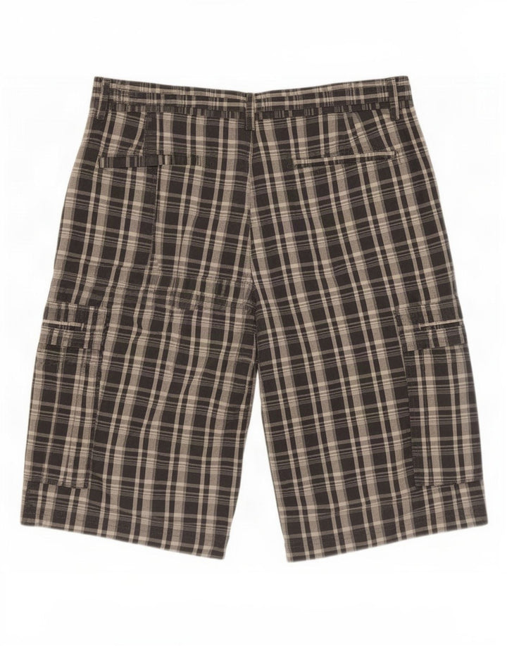 Shorts masculinos Marks & Spencer Autograph Cargo médio W32 cinza xadrez algodão