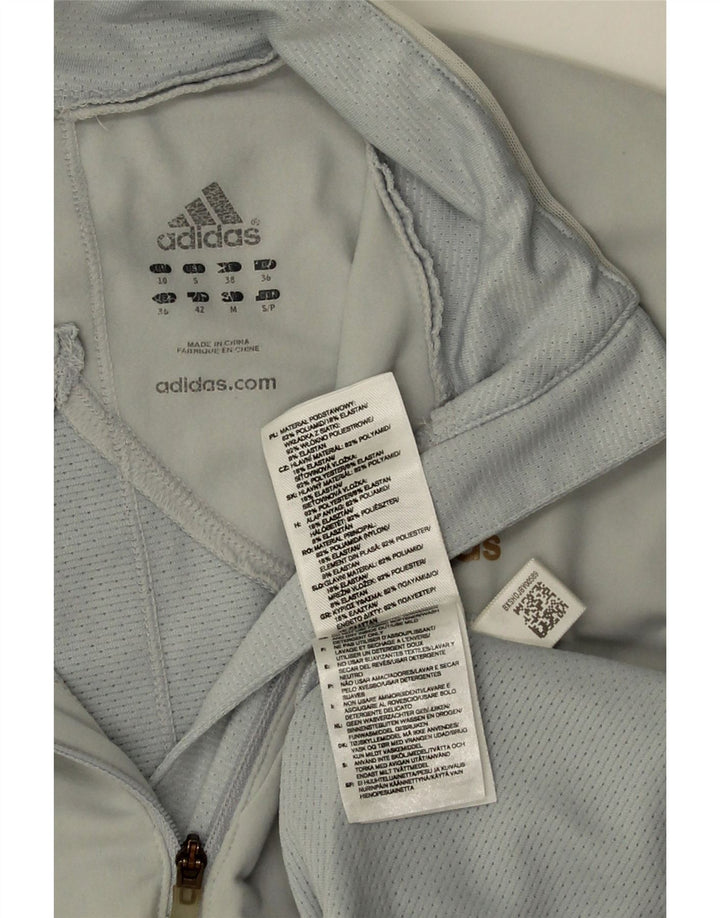 Adidas Womens Climacool Zip Neck Pullover Treino Top Reino Unido 10 Pequeno Cinza