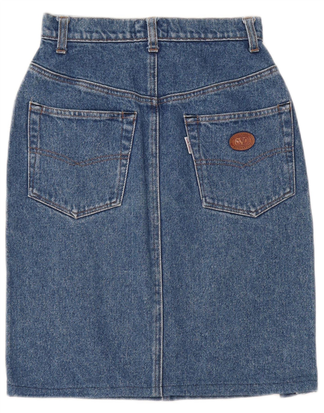 Saia jeans feminina Valentino W26 pequeno algodão azul