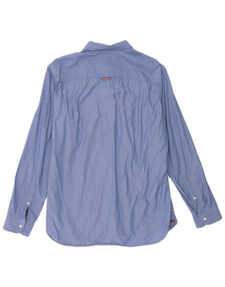 Camisa masculina TOMMY HILFIGER Regular Fit XL algodão manchado azul