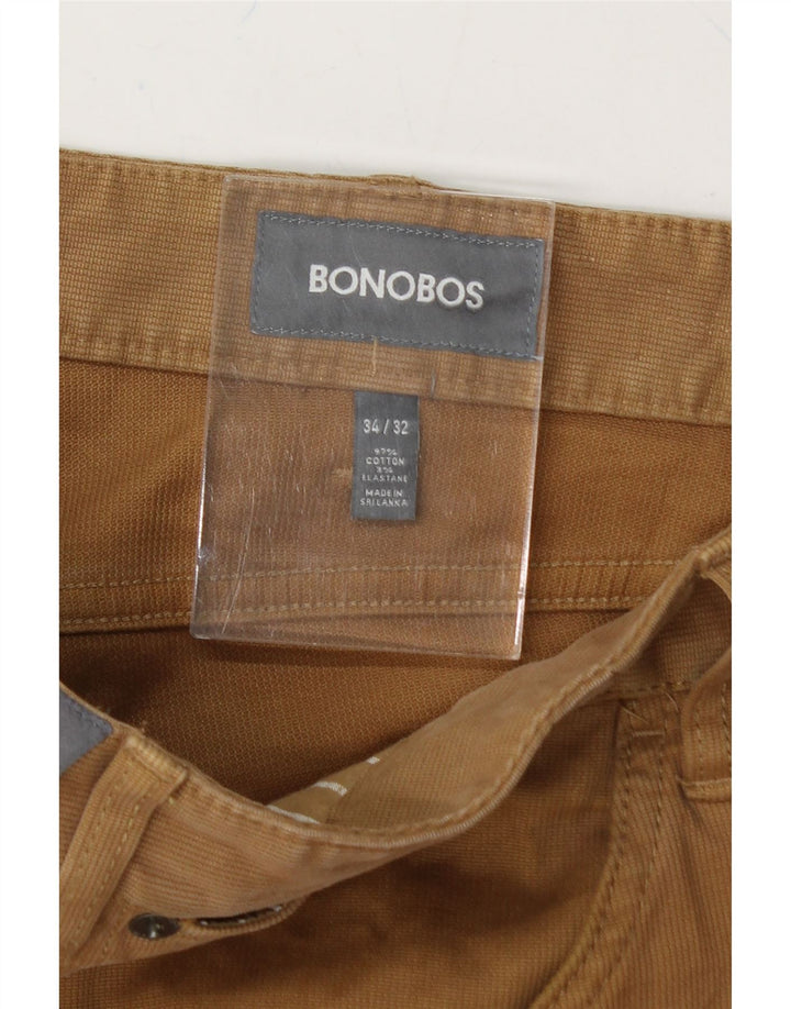 BONOBOS Mens Straight Casual Trousers W34 L29 Brown Cotton Vintage BONOBOS and Second-Hand BONOBOS from Messina Hembry 