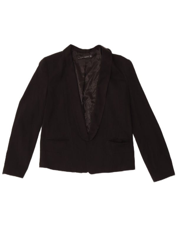 Zara Womens Open Blazer Jacket Reino Unido 10 Pequeno Preto