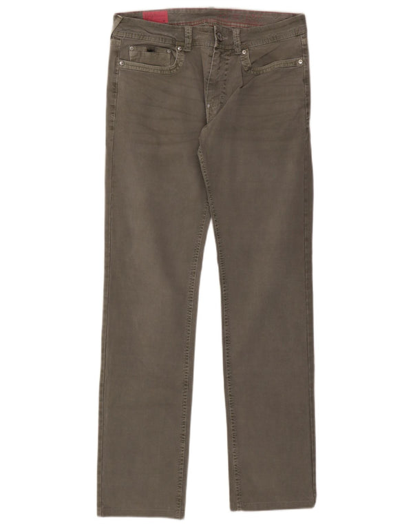 Calça feminina reta casual Gas W31 L31 algodão cinza