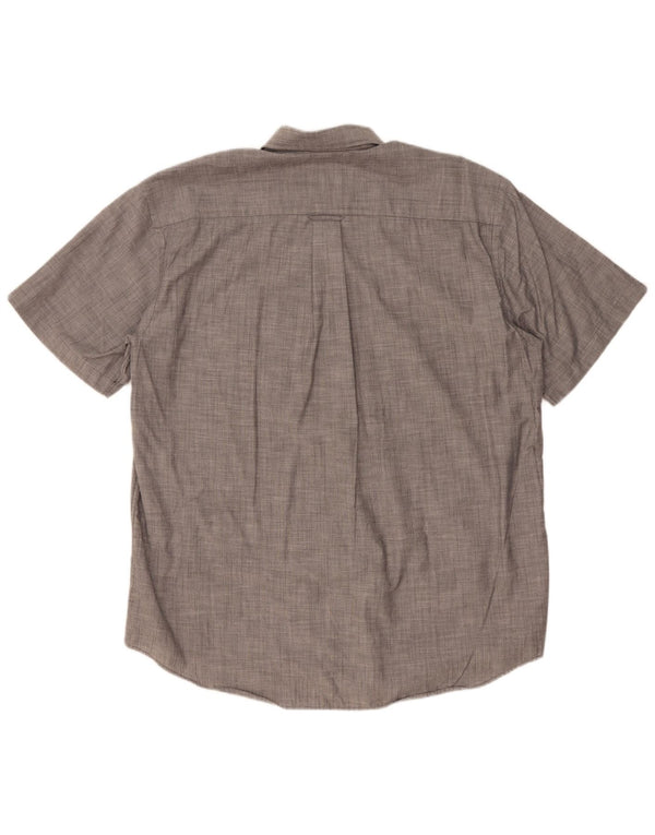 Camisa masculina de manga curta Lacoste tamanho 42 grande algodão manchado cinza