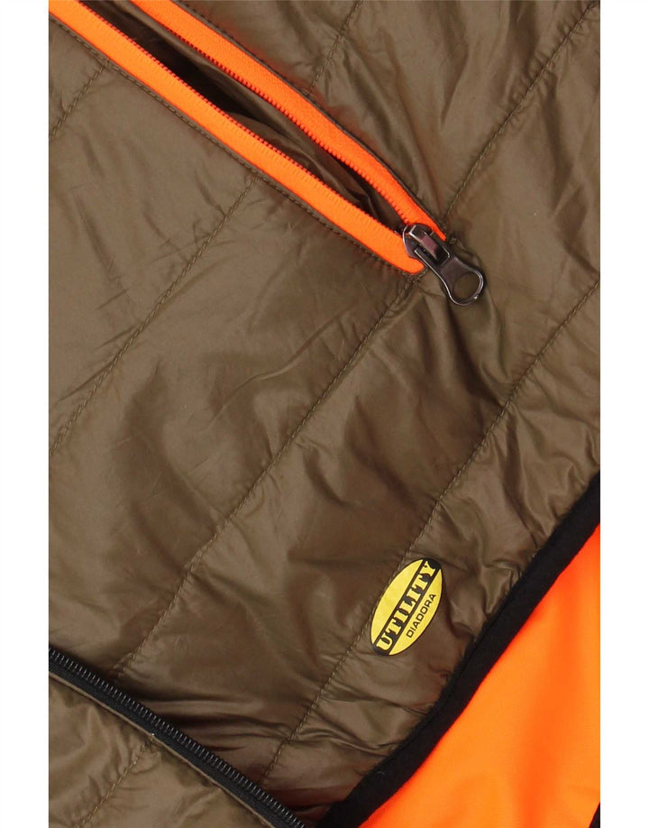 Jaqueta acolchoada reversível utilitária masculina Diadora UK 42 XL cáqui poliéster