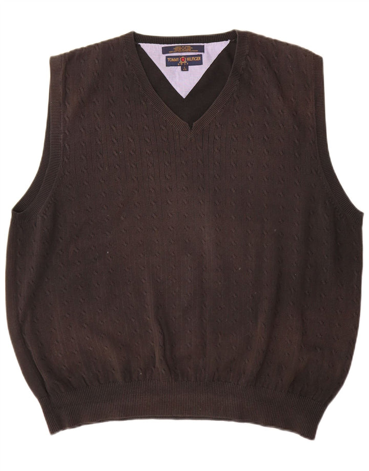Regata masculina Tommy Hilfiger com colete grande de algodão preto