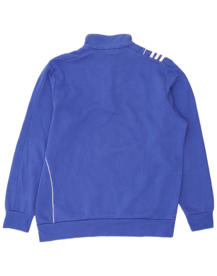 Adidas Mens Zip Neck Moletom Jumper Grande Algodão Azul