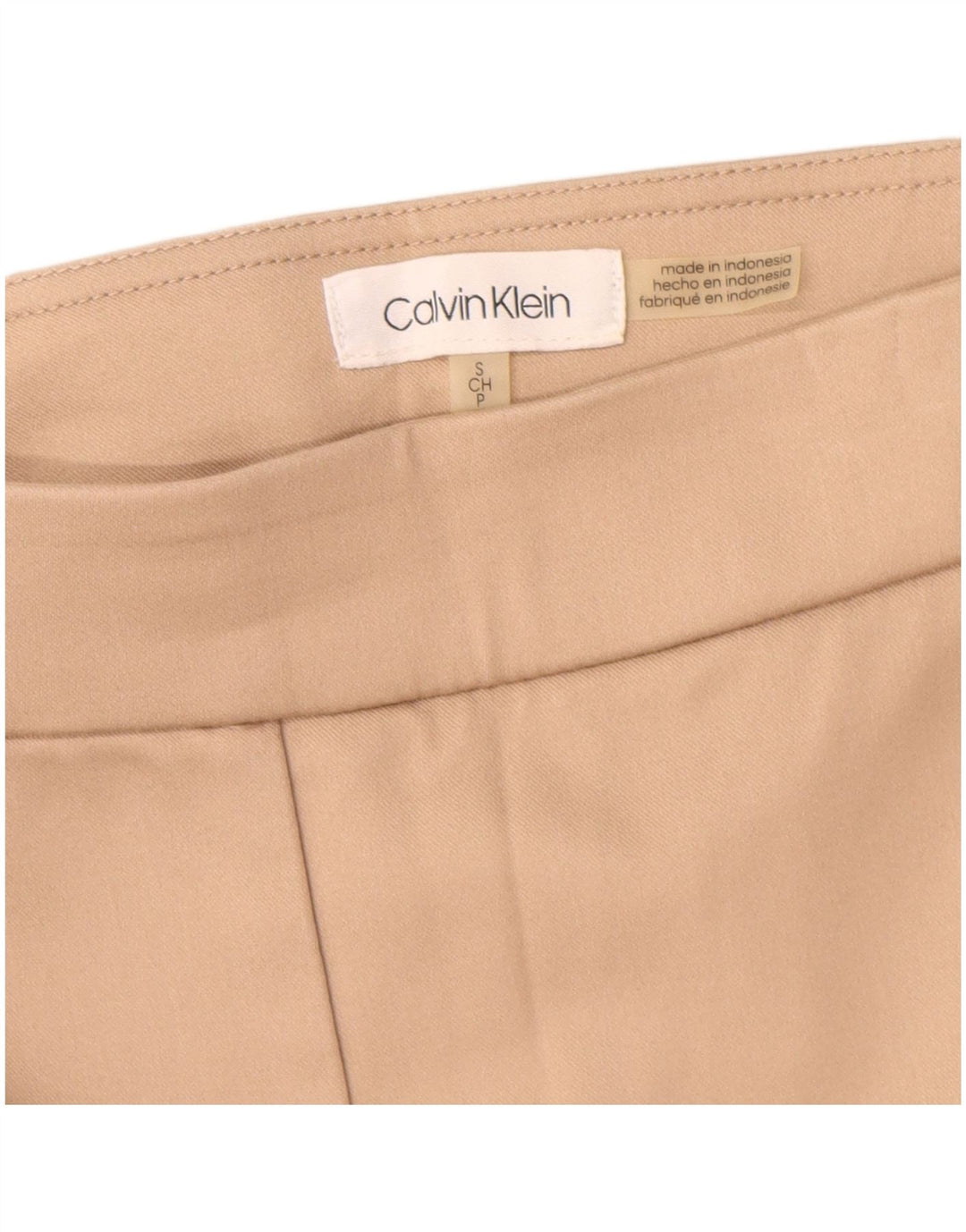 Calça skinny feminina Calvin Klein pequena W27 L28 poliéster bege