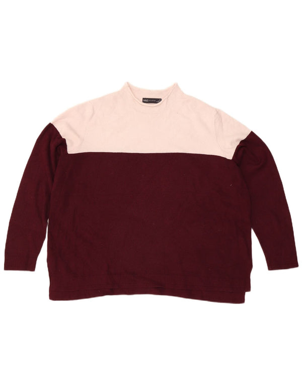 Suéter feminino Marks & Spencer com gola tartaruga Reino Unido 20 2XL Borgonha