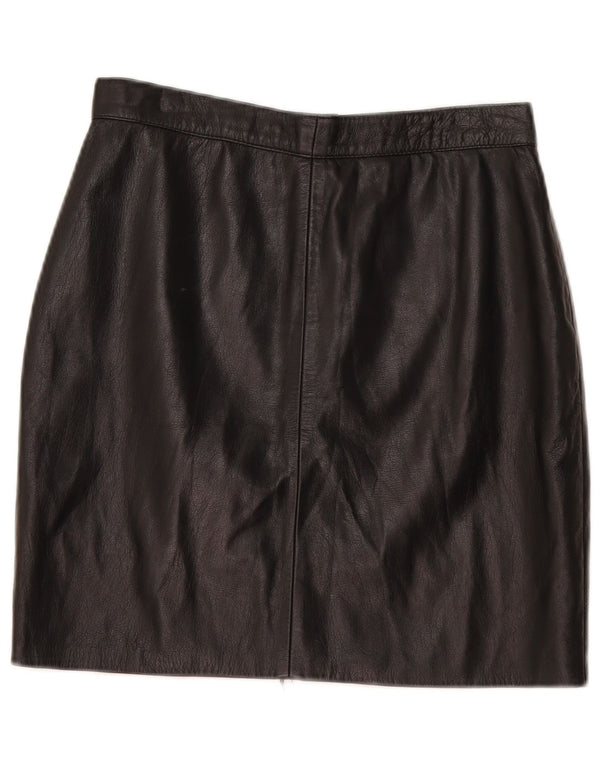 Mini saia de couro feminina vintage W30 médio preto