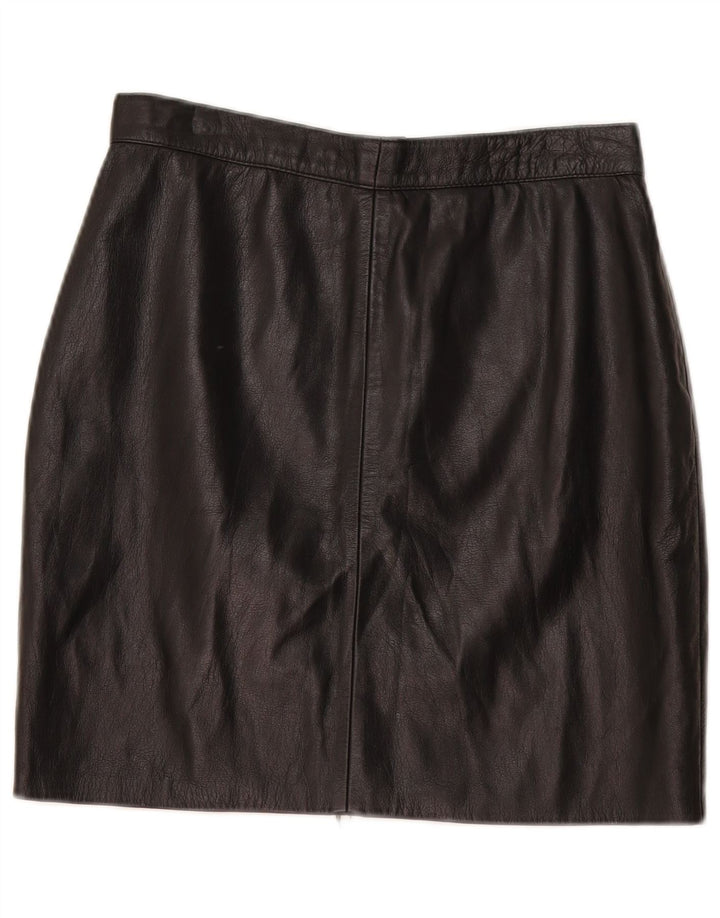 Mini saia de couro feminina vintage W30 médio preto