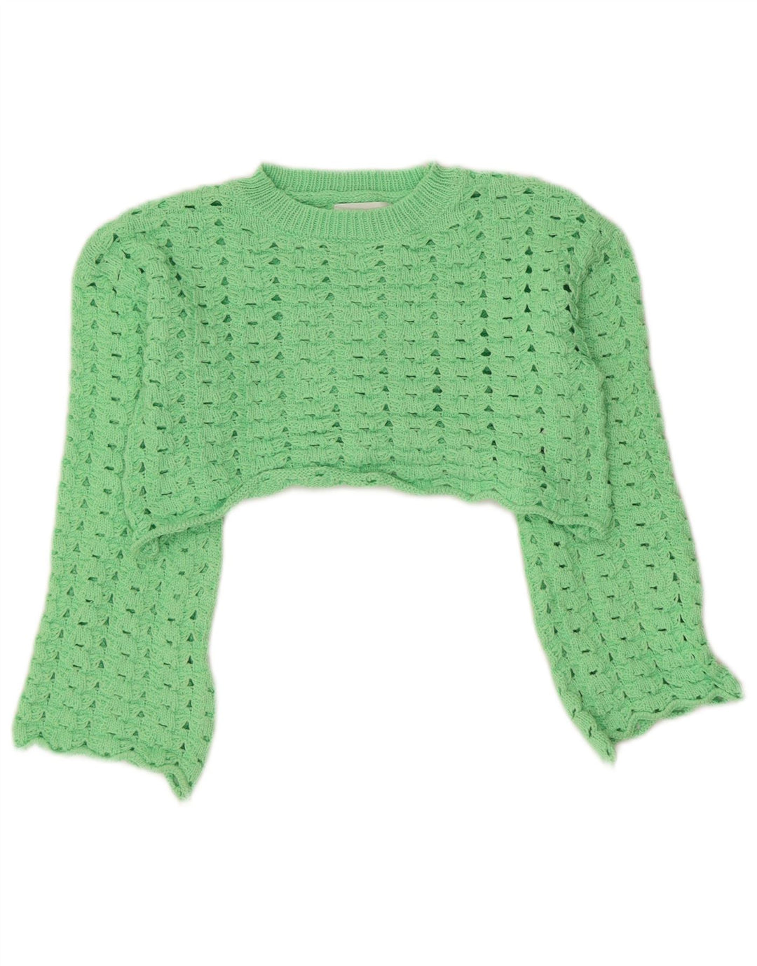 Zara Suéter feminino cropped com gola redonda 8-9 anos verde poliéster