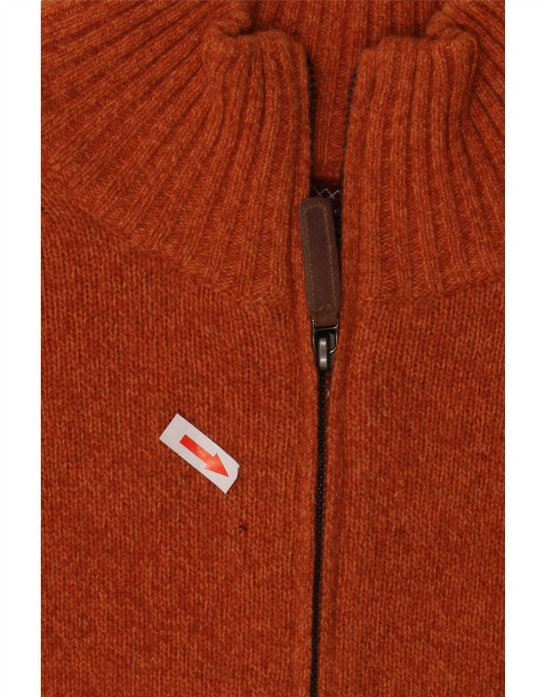 Suéter masculino Marlboro Classics com zíper e gola grande de lã laranja