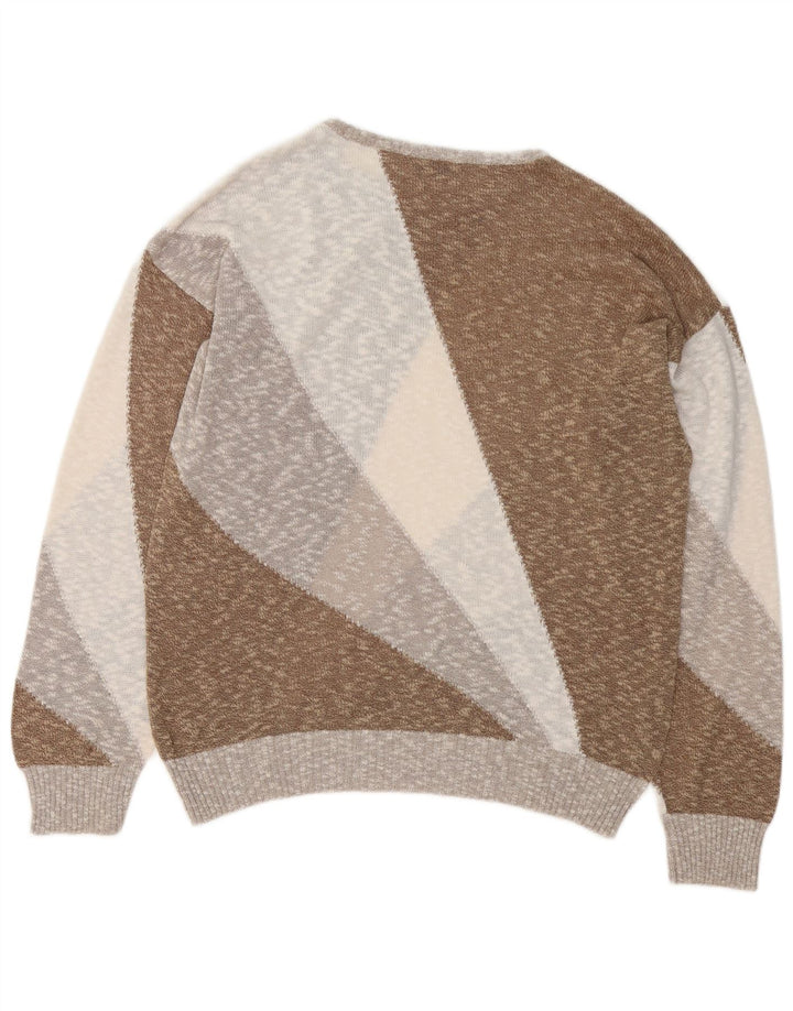 Suéter masculino Panizza com gola redonda, grande bloco colorido multicolorido