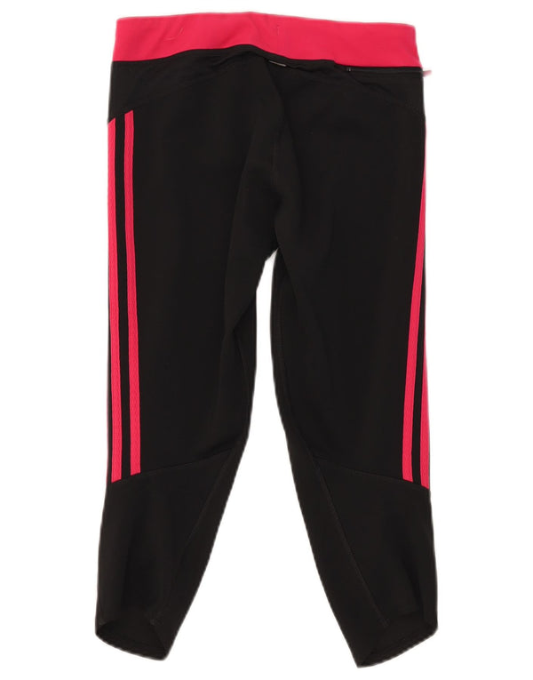 Adidas Womens Capri Leggings UK 12 Médio Preto Colorblock Poliéster
