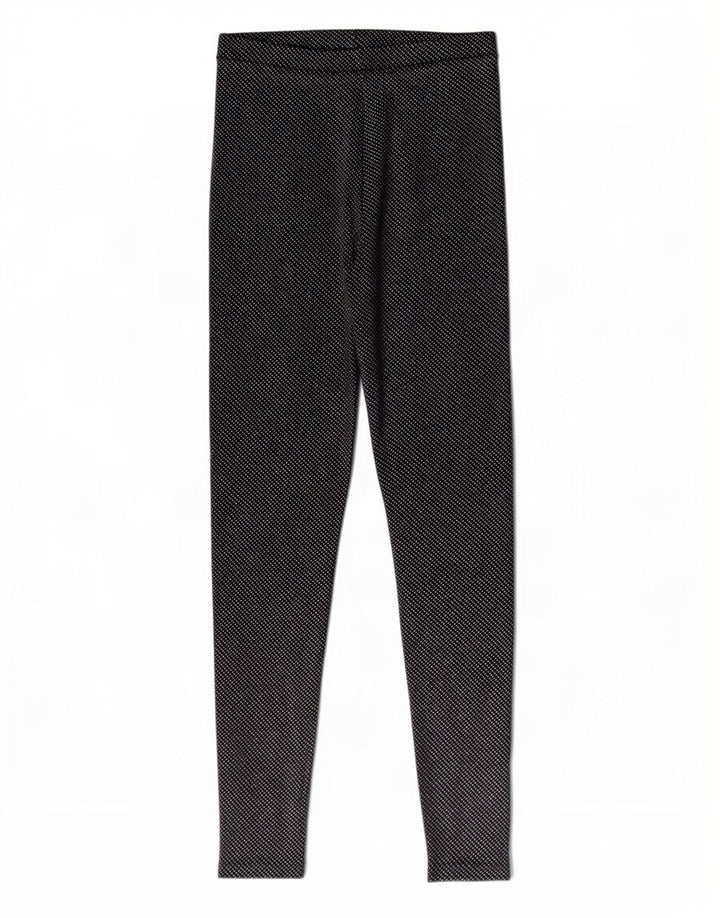 Zara Womens Leggings UK 8 Pequeno Poliéster Manchado Preto