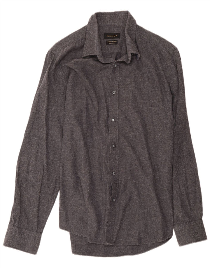 Camisa masculina Massimo Dutti grande espinha de peixe cinza