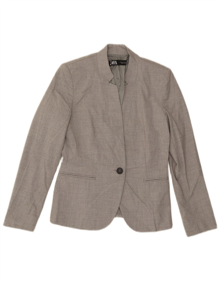 Jaqueta blazer feminina Zara com 1 botão EU 36 XS cinza