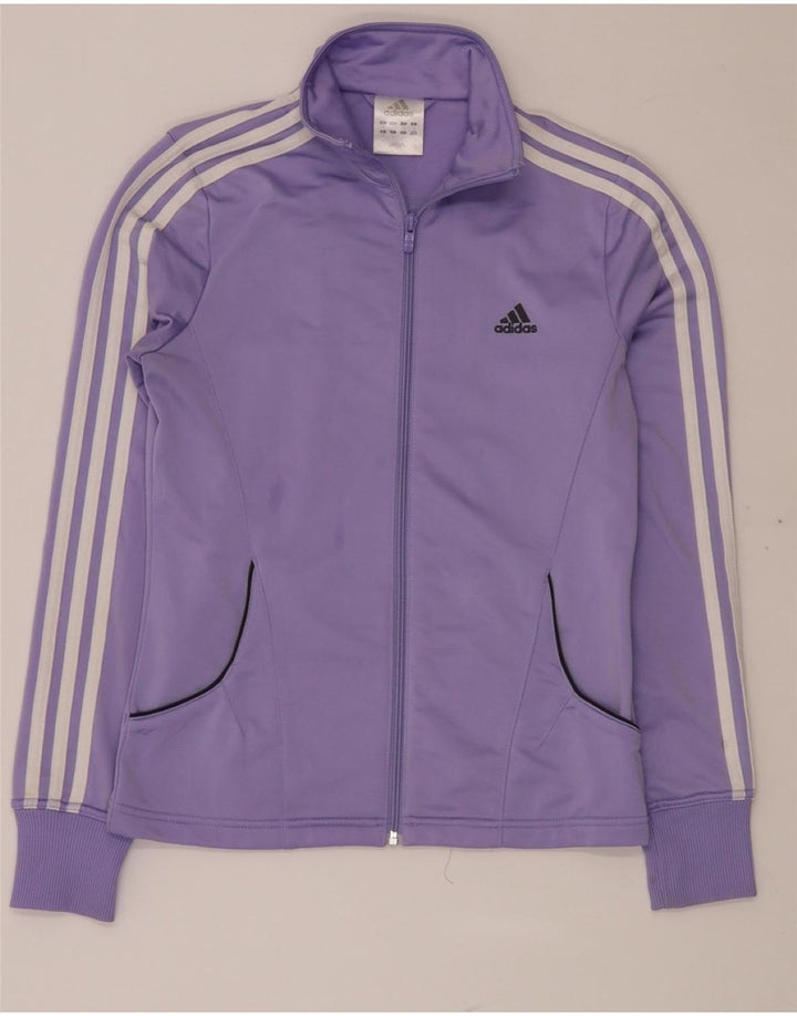 ADIDAS Womens Tracksuit Top Jacket UK 12 Médio Roxo Poliéster