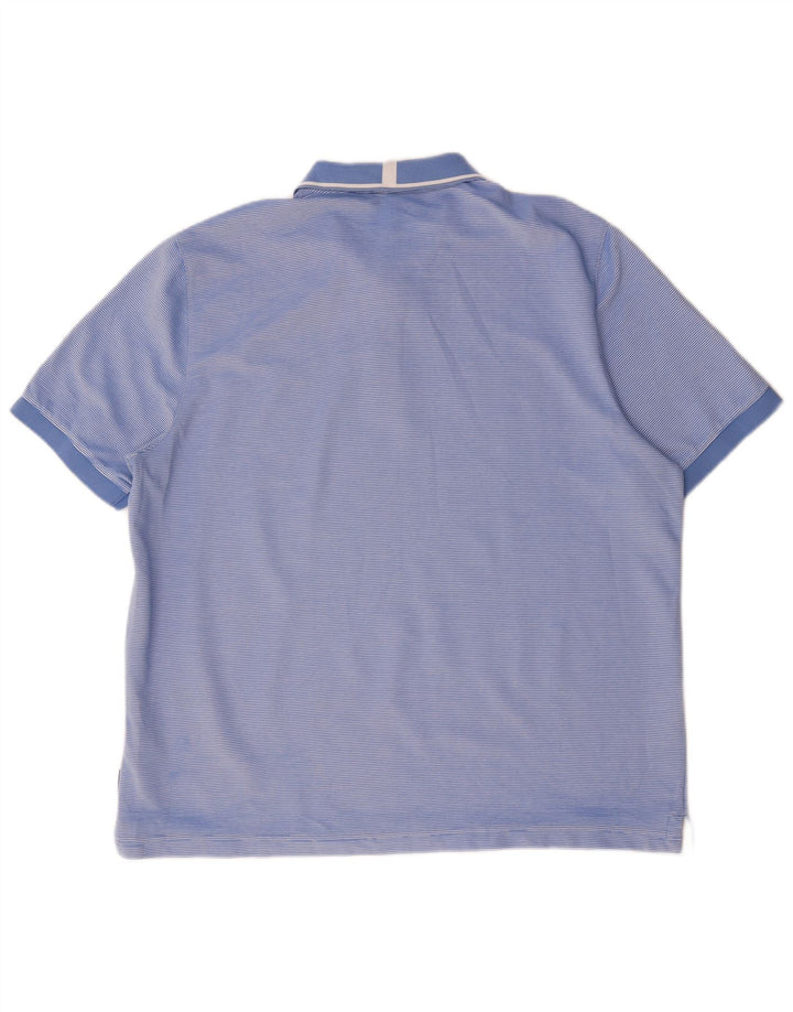 Camisa polo masculina Ted Baker tamanho 6 2XL poliéster listrado azul