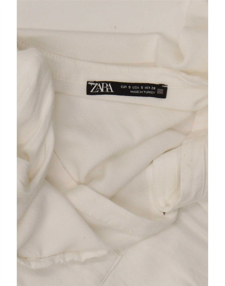 Blusa camisa feminina Zara UK 10 pequena branca