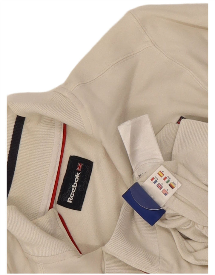Reebok Womens Tracksuit Top Jacket UK 12 Médio Algodão Branco