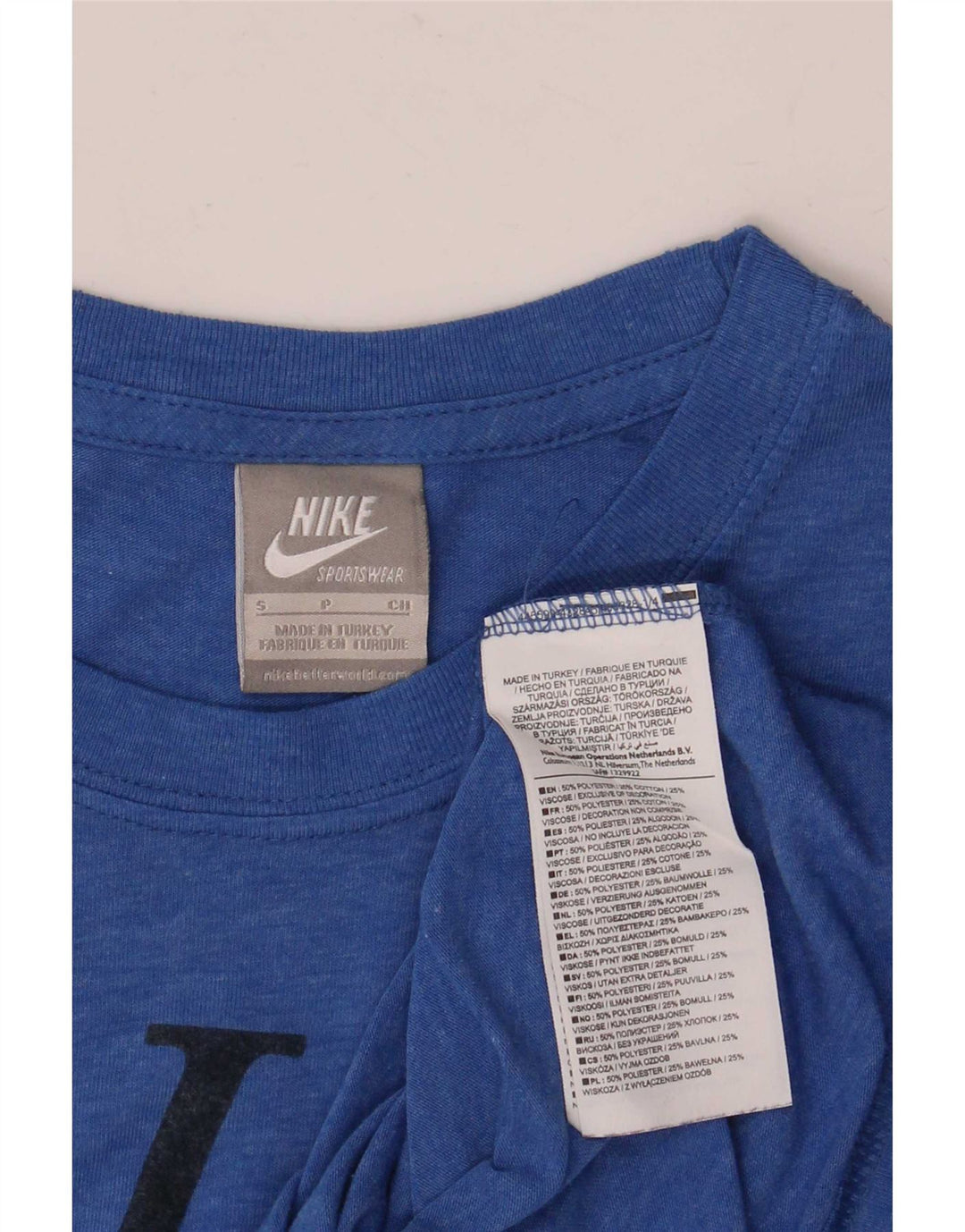 Camiseta Nike masculina gráfica top pequeno azul poliéster