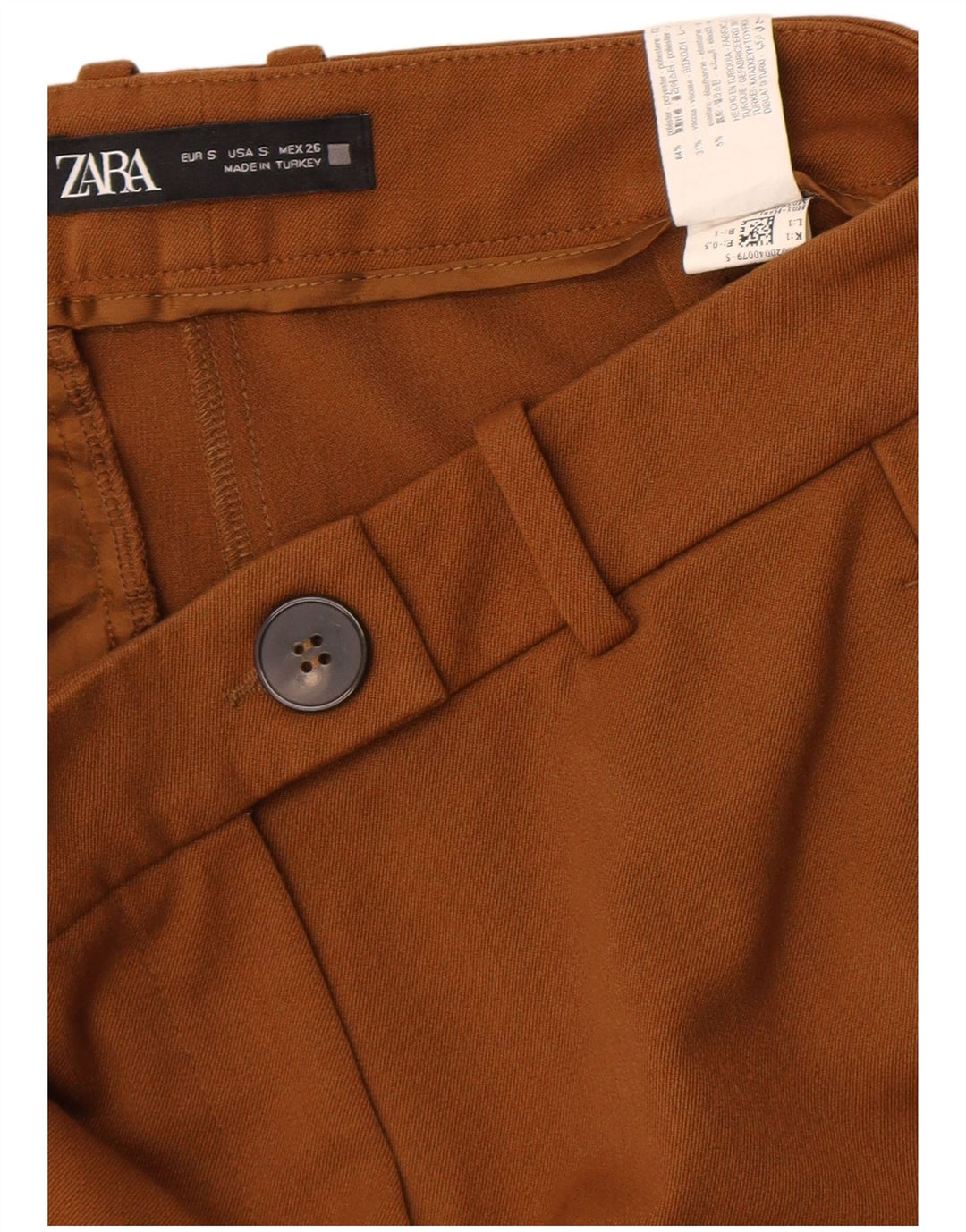 Calça Chino Flare Feminina Zara Pequena W26 L32 Marrom Poliéster