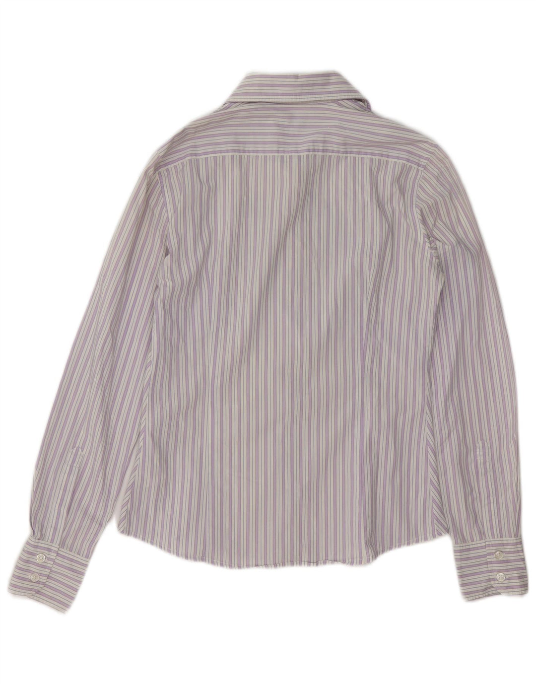 Camisa feminina Benetton UK 14 algodão listrado roxo médio