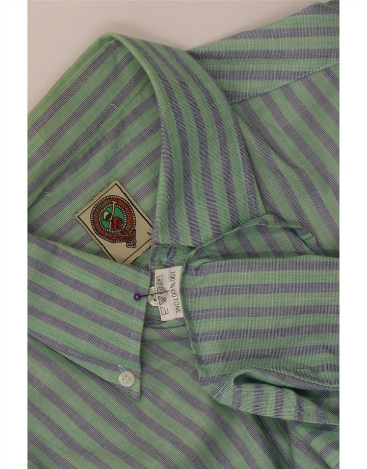 Camisa masculina vintage de algodão listrado verde grande