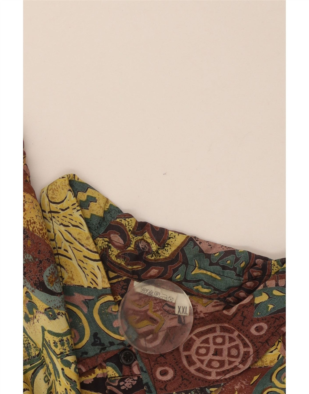 Vintage masculino abstrato Padrão camisa de manga curta 2XL multicolorido