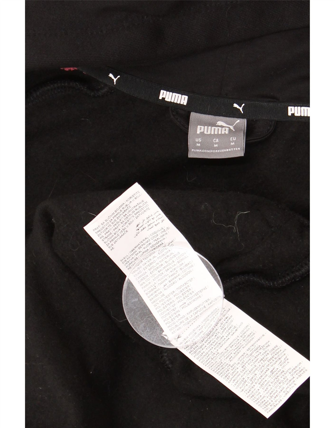 Suéter feminino Puma com capuz e zíper Reino Unido 14 médio preto colorblock algodão