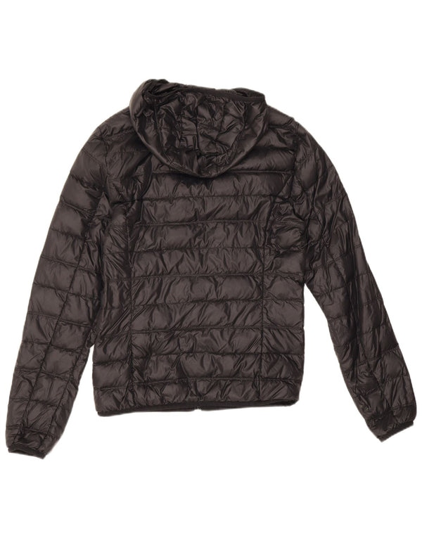 Jaqueta acolchoada com capuz feminino Emporio Armani UK 6 XS poliamida preta