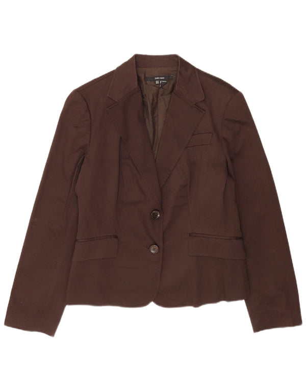 Jaqueta blazer feminina Zara com 2 botões UK 18 XL algodão marrom