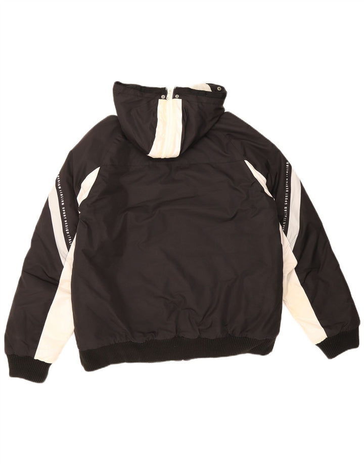 Jaqueta masculina acolchoada com capuz Lotto UK 40 grande poliéster colorblock preto
