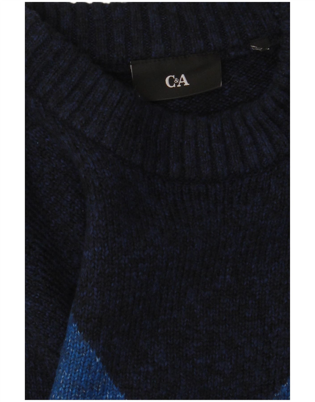 Suéter masculino C&A com gola redonda pequeno azul marinho Argyle/Diamante