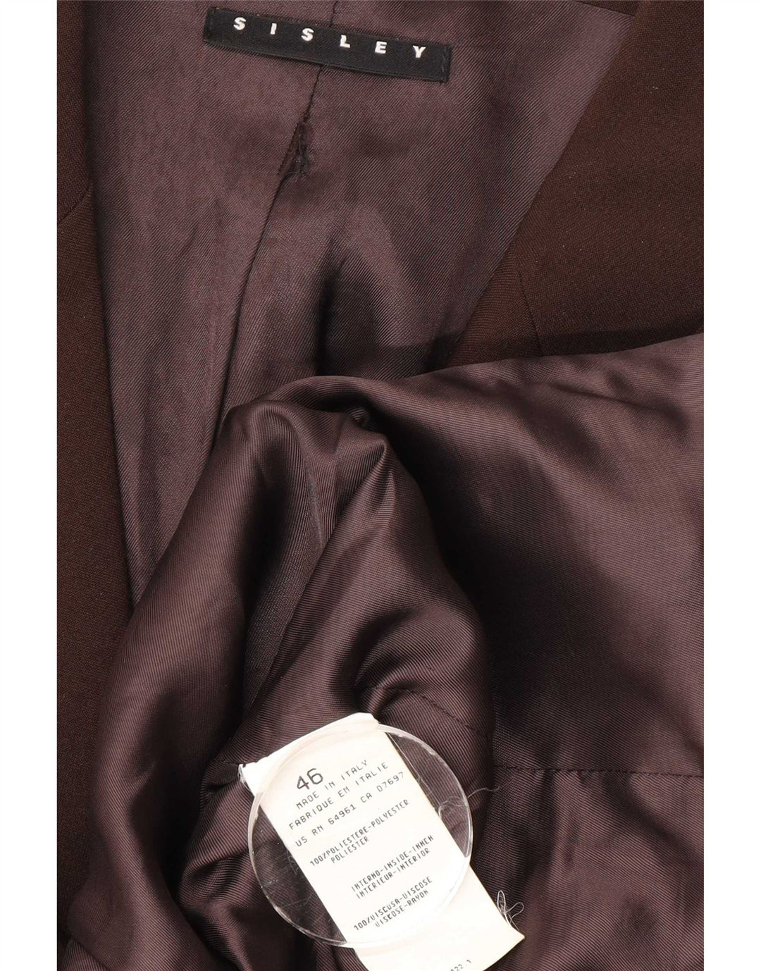 Jaqueta blazer masculina Sisley com 4 botões IT 46 poliéster marrom pequeno