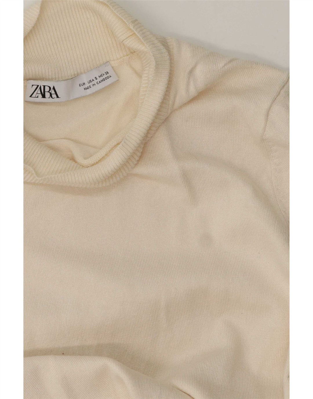 Zara suéter feminino com gola tartaruga, Reino Unido 10 pequeno bege