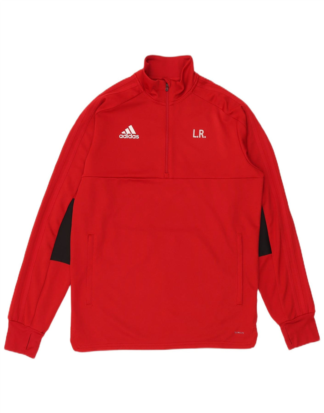 Adidas Mens Graphic Zip Neck Pullover Treino Top Médio Poliéster Vermelho