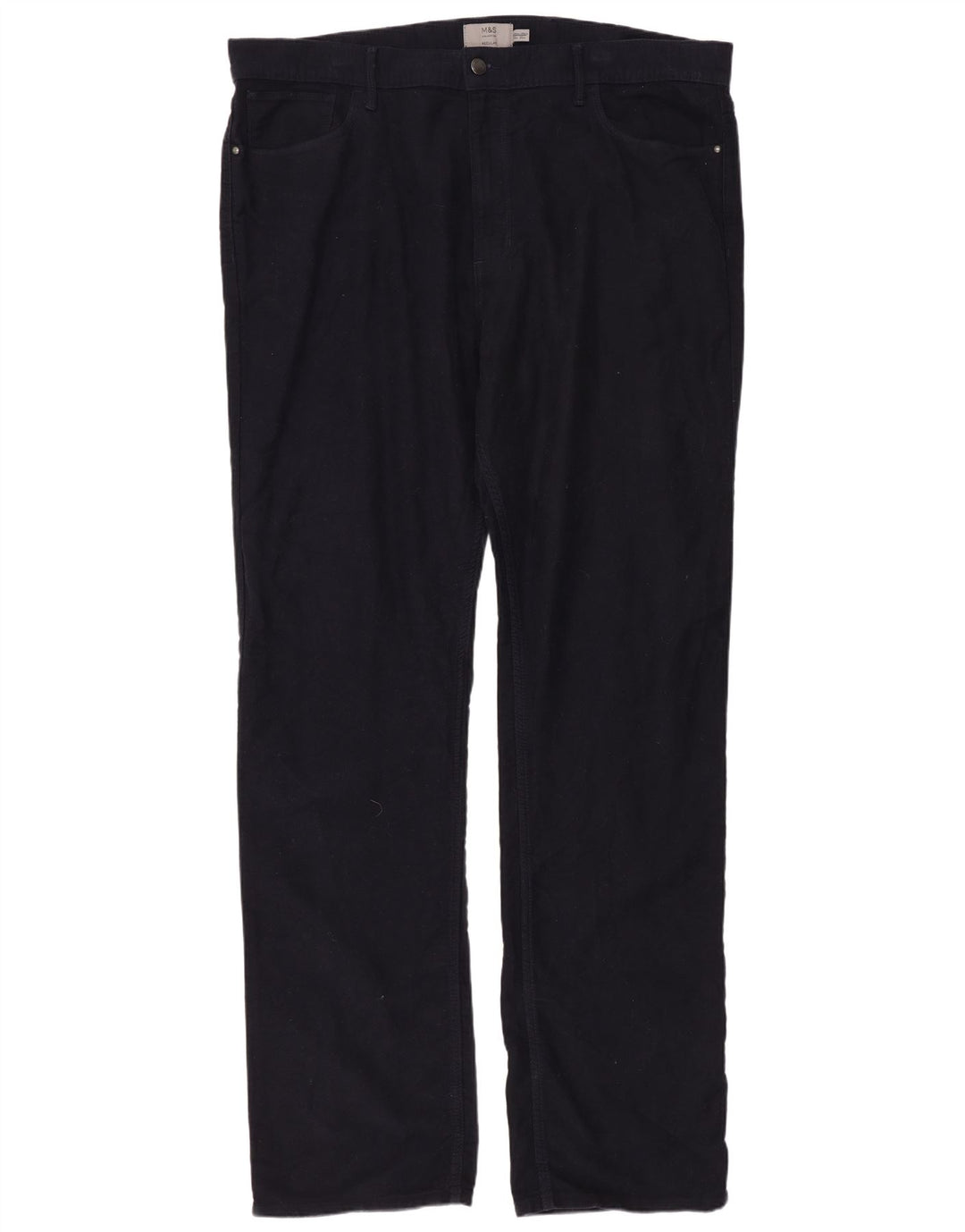 MARKS & SPENCER Masculino Regular Fit Jeans Reto W40 L35 Azul Marinho Algodão