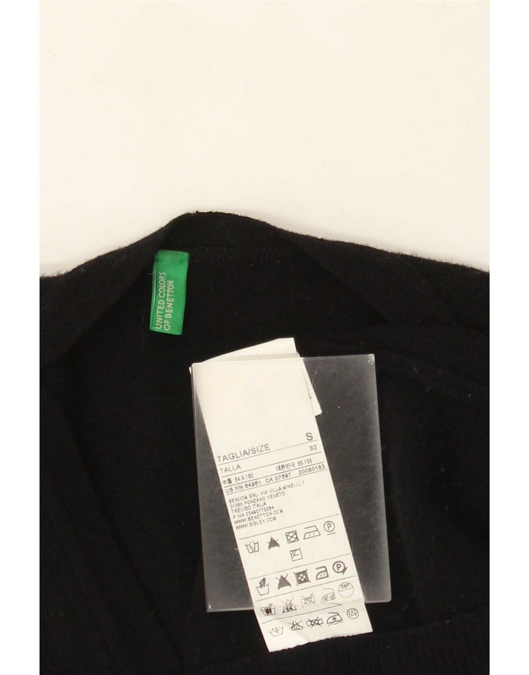 Suéter cardigã feminino Benetton UK 10 pequeno lã preta