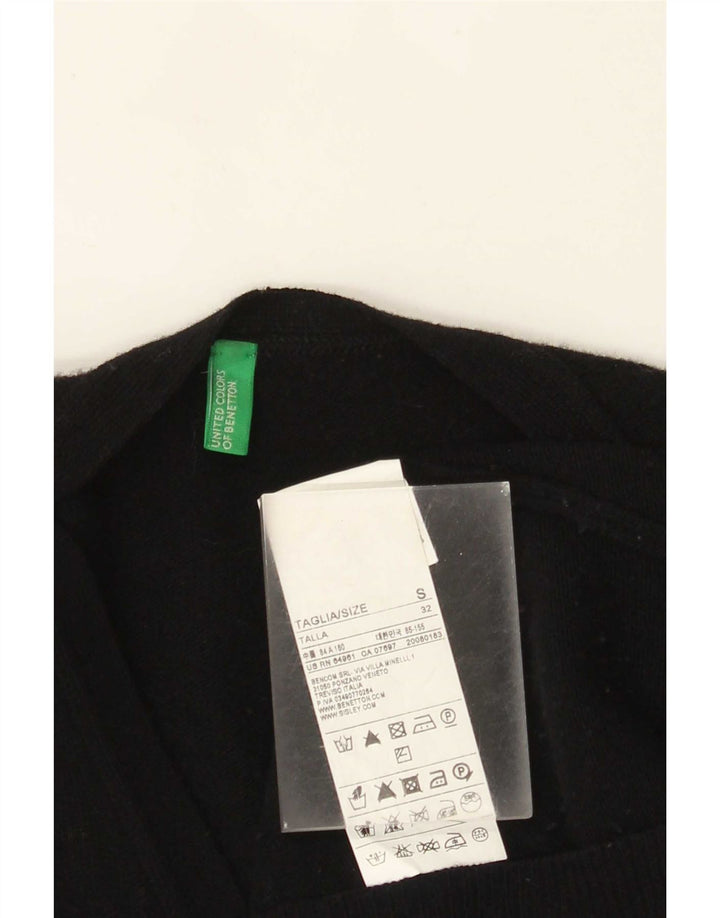 Suéter cardigã feminino Benetton UK 10 pequeno lã preta