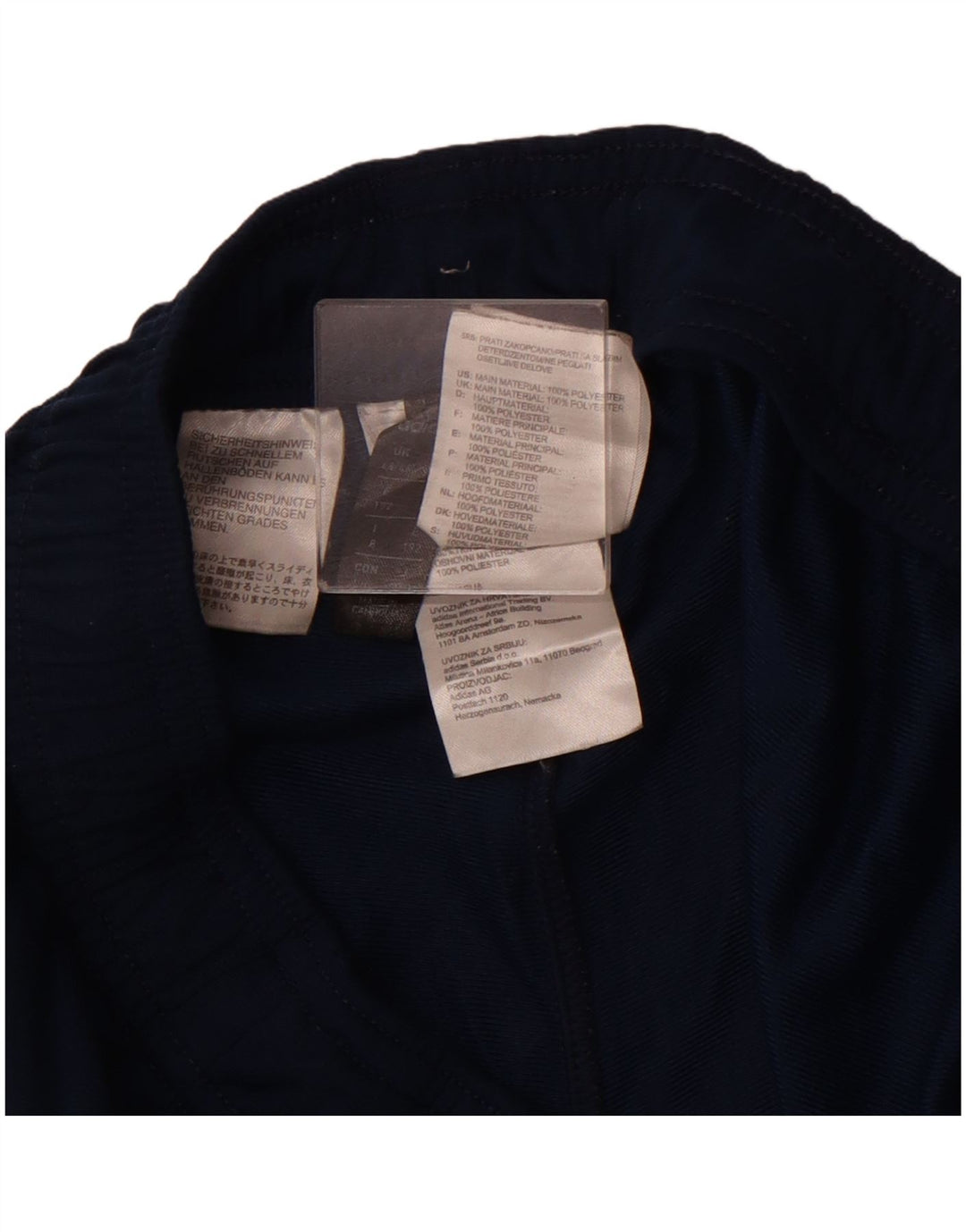 Calças de treino masculinas ADIDAS UK 44/46 grandes azul marinho poliéster