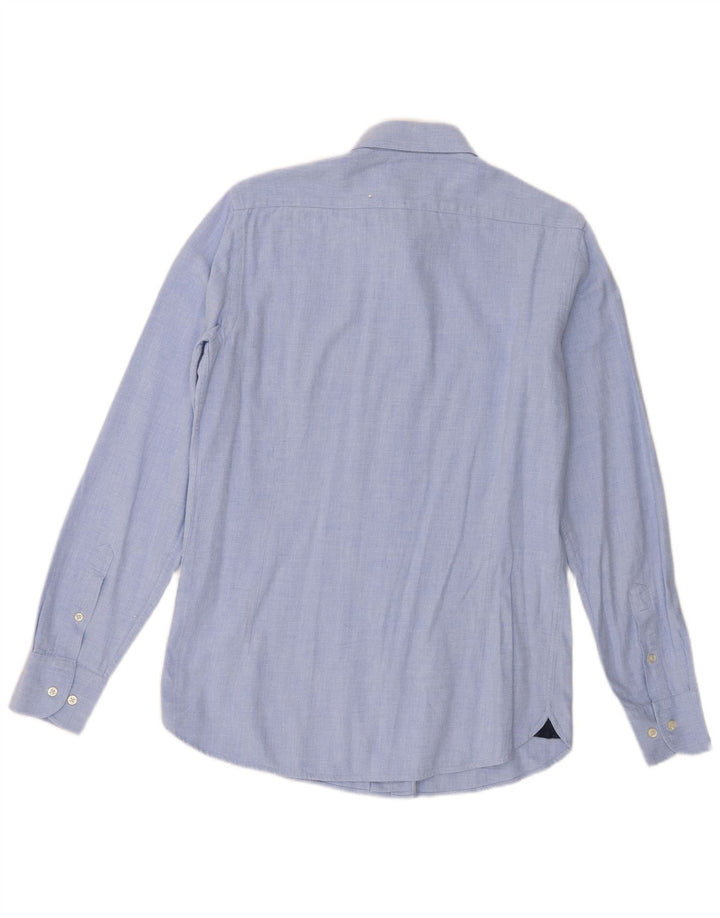 Camisa masculina Massimo Dutti pequena azul algodão