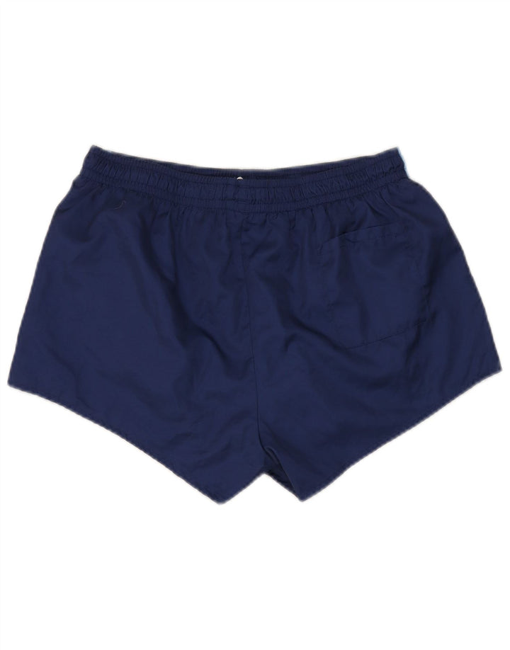 Shorts de natação masculino vintage, poliéster colorblock azul marinho médio