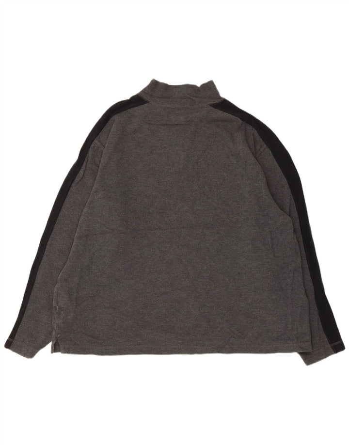 EDDIE BAUER Suéter masculino com gola e zíper, grande, cinza, algodão colorblock